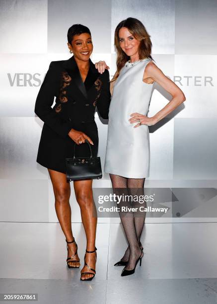 Tiffany Haddish and Alison Loehnis at the Versace x NET-A-PORTER event in Bel Air, Los Angeles, California on March 7, 2024.