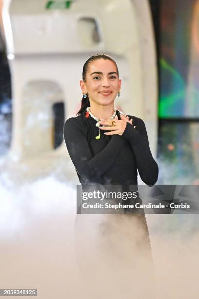 Fashion designer Marine Serre walks the runway during the Marine Serre Womenswear Fall/Winter 2024-2025 show as part of Paris Fashion Week on March...