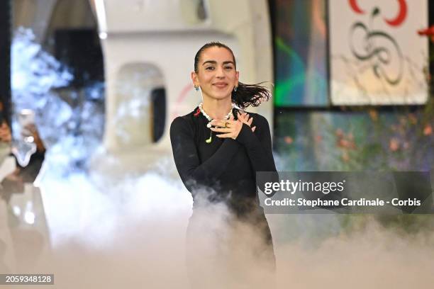 Fashion designer Marine Serre walks the runway during the Marine Serre Womenswear Fall/Winter 2024-2025 show as part of Paris Fashion Week on March...