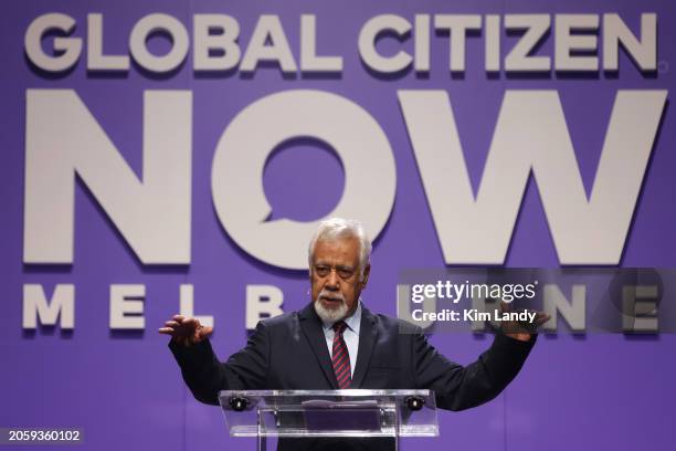 Xanana Gusmao, Prime Minister of Timor Leste speaks during Global Citizen NOW: Melbourne & Global Citizen Nights at Melbourne Park on March 5, 2024...