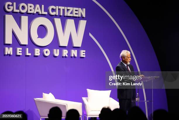 Xanana Gusmao, Prime Minister of Timor Leste speaks during Global Citizen NOW: Melbourne & Global Citizen Nights at Melbourne Park on March 5, 2024...