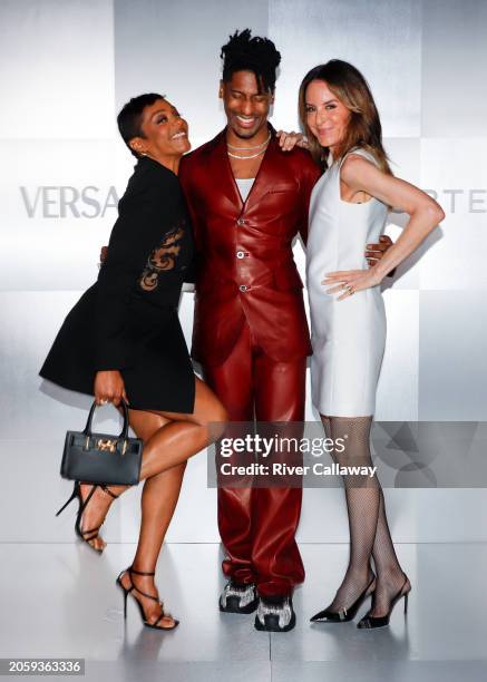 Tiffany Haddish, Jon Batiste and Alison Loehnis at the Versace x NET-A-PORTER event in Bel Air, Los Angeles, California on March 7, 2024.