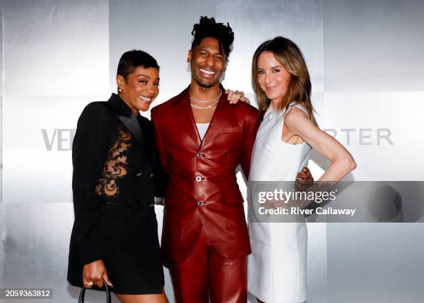 Tiffany Haddish, Jon Batiste and Alison Loehnis at the Versace x NET-A-PORTER event in Bel Air, Los Angeles, California on March 7, 2024.