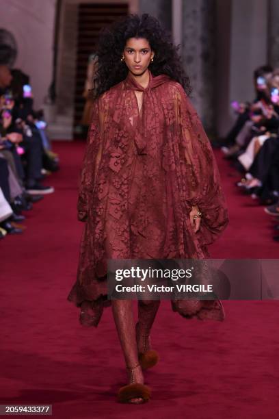 Model walks the runway during the Zimmermann Ready to Wear Fall/Winter 2024-2025 fashion show as part of the Paris Fashion Week on March 4, 2024 in...