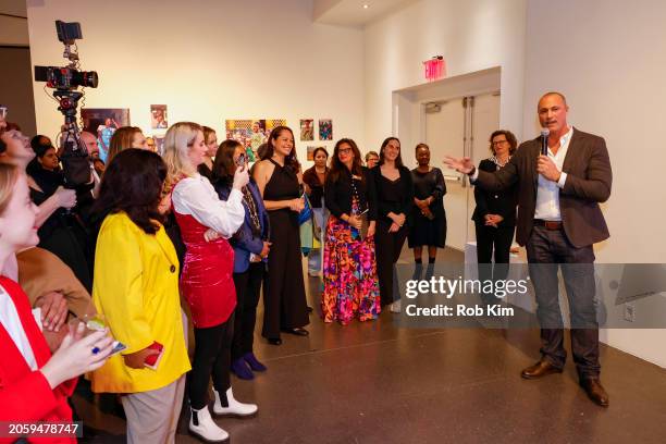 Nigel Barker speaks during the CARE International Women's Day: She Leads the World Portrait Gallery at Spring Studios on March 04, 2024 in New York...