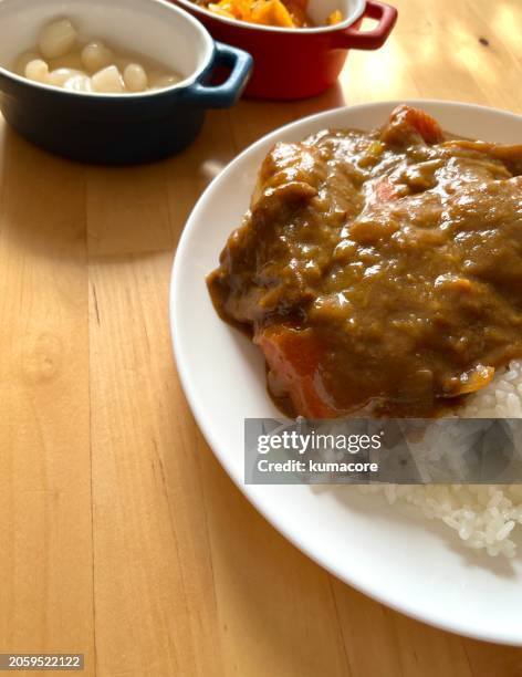 japanese style curry rice - japanese curry stock pictures, royalty-free photos & images