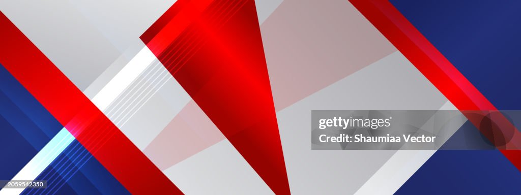 Modern dark navy blue , red and white gradient geometric triangle shape abstract background