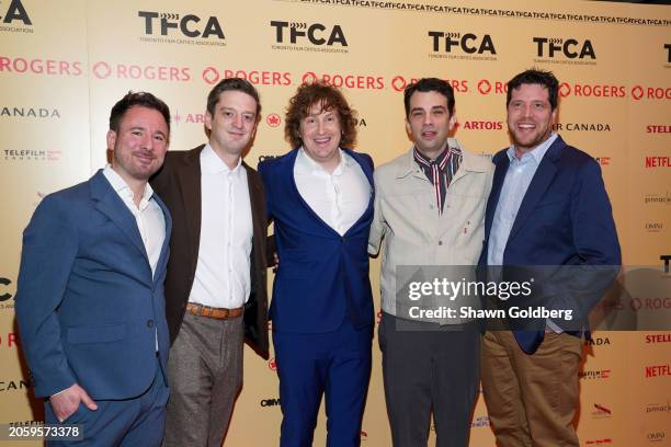 Kevin Krikst, Fraser Ash, Matthew Johnson, Jay Baruchel and Matt Miller attend the Toronto Film Critics Association Gala at The Omni King Edward...