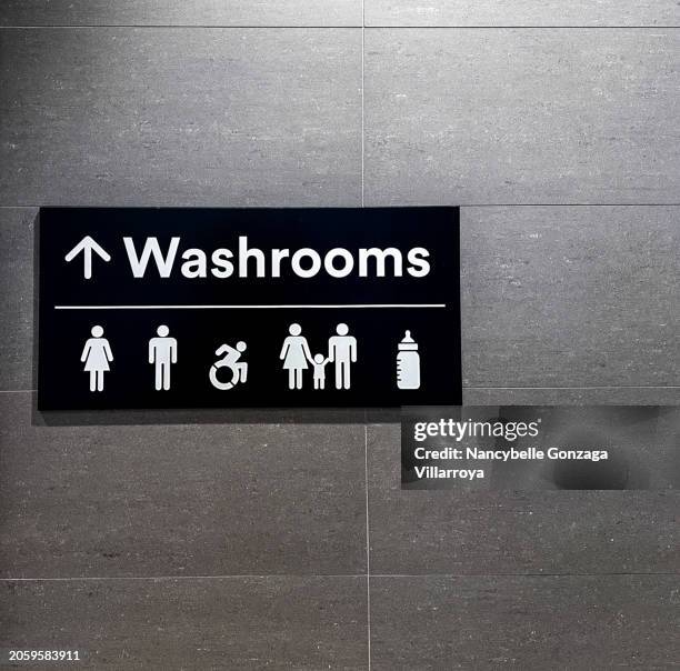 black and gray  washroom  sign - mississauga stock pictures, royalty-free photos & images