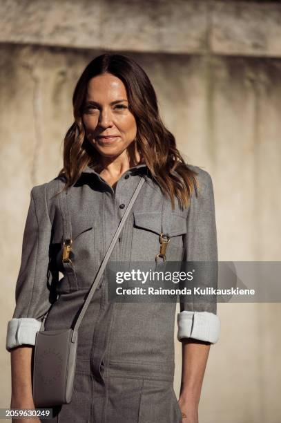 Melanie C is seen wearing grey overalls outside Stella McCartney during the Womenswear Fall/Winter 2024/2025 as part of Paris Fashion Week on March...