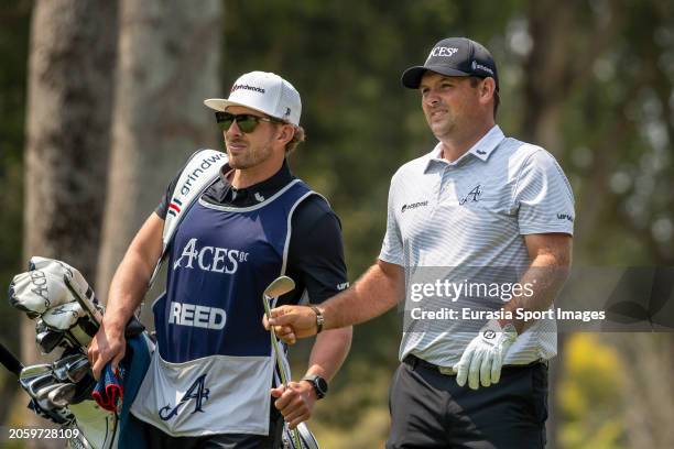 Patrick Reed of the United States reacts during day one of the LIV Golf Invitational - Hong Kong at The Hong Kong Golf Club on March 8, 2024 in Hong...