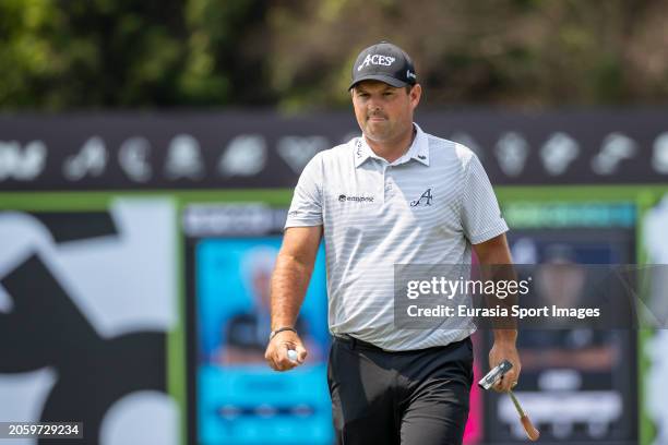 Patrick Reed of the United States reacts during day one of the LIV Golf Invitational - Hong Kong at The Hong Kong Golf Club on March 8, 2024 in Hong...