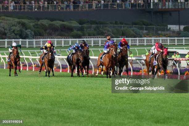 Lauding ridden by Ben Melham wins the The Schweppes Valley Summer Middle Distance Series Final at Moonee Valley Racecourse on March 08, 2024 in...