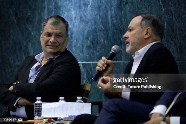 March 6 Mexico City, Mexico: Former president of Ecuador, Rafael Correa during the discussion 'The Role of the Media in Latin America', with...