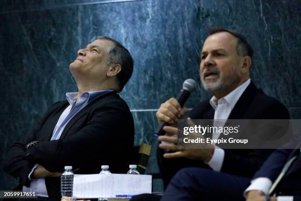 March 6 Mexico City, Mexico: Former president of Ecuador, Rafael Correa during the discussion 'The Role of the Media in Latin America', with...