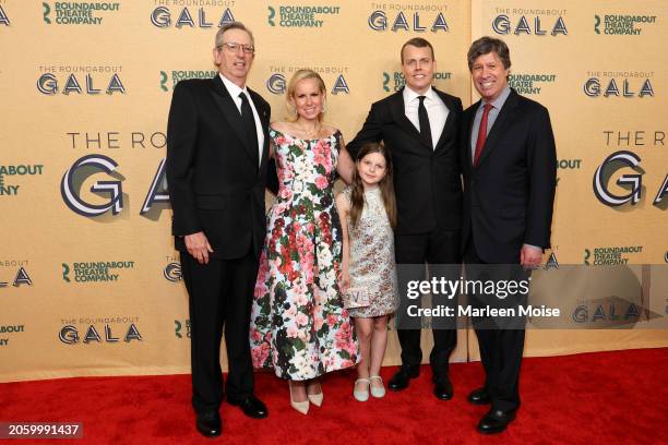 William Rudin, Samantha Rudin Earls, David Earls, and Eric Rudin attend the Roundabout Theatre Company's 2024 Gala at The Ziegfeld Ballroom on March...