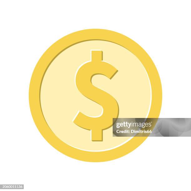 illustrazioni stock, clip art, cartoni animati e icone di tendenza di moneta da un dollaro dal design piatto - simbolo monetario