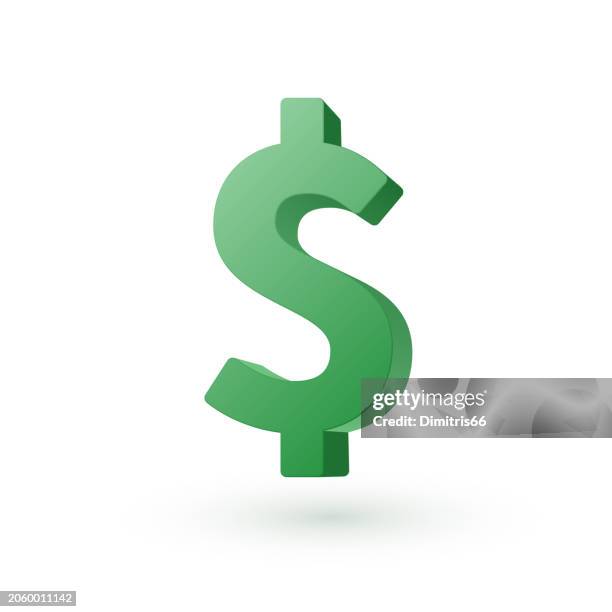 illustrazioni stock, clip art, cartoni animati e icone di tendenza di simbolo del dollaro 3d design realistico - simbolo monetario