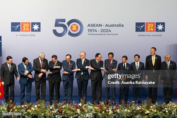 Secretary-General of ASEAN Dr Kao Kim Hourn, Vietnamese Prime Minister Pham Minh Chinh, Singaporean Prime Minister Lee Hsien Loong, Cambodian Prime...