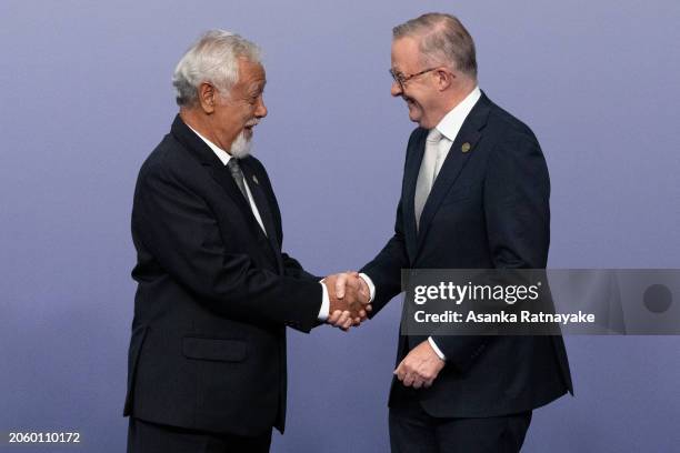 Timor Leste Prime Minister Xanana Gusmao shakes hands with Australian Prime Minister Anthony Albanese during the ASEAN-Australia Special Summit on...