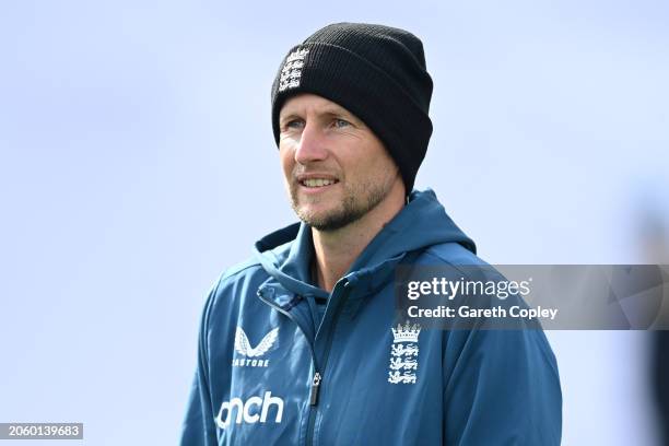 Joe Root of Englandduring a nets session at Himachal Pradesh Cricket Association Stadium on March 05, 2024 in Dharamsala, India.