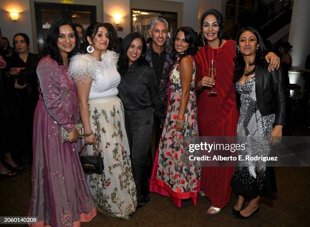 Megha Kadakia, guests, Maulik Pancholy, guest, Shruti Ganguly, and guest attend "South Asians At The Oscars" Pre-Oscars Party at Paramount Studios on...