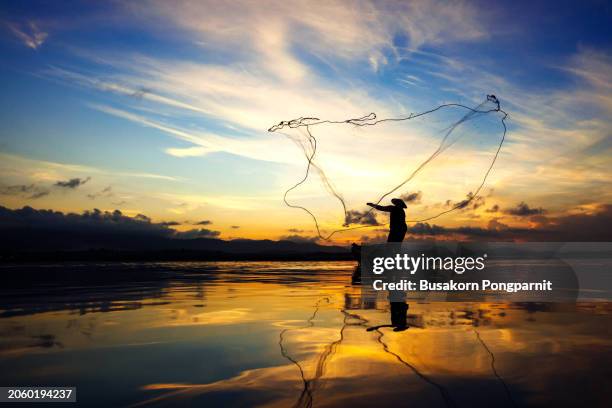 fisherman is fishing in the morning - multan stock pictures, royalty-free photos & images