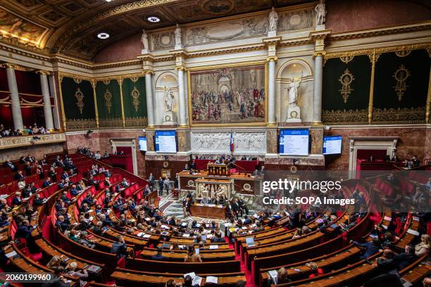 General view at the National Assembly during the session of questions to the government. A weekly session of questioning the French government takes...