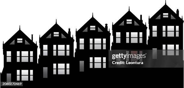 bemalte damenhäuser, san francisco - begriffssymbol stock-grafiken, -clipart, -cartoons und -symbole