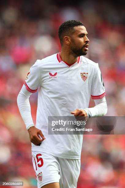 Yousseff En-Nesyri of Sevilla FC looks on during the LaLiga EA Sports match between Sevilla FC and Real Sociedad at Estadio Ramon Sanchez Pizjuan on...