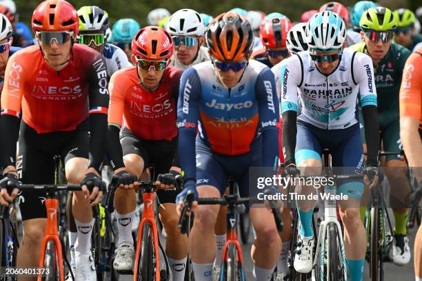 Michal Kwiatkowski of Poland and Team INEOS Grenadiers and Wouter Poels of The Netherlands and Team Bahrain - Victorious compete during the 59th...