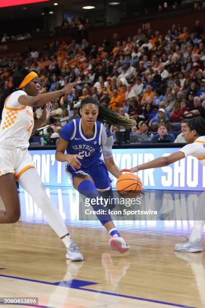Kentucky Wildcats guard Amiya Jenkins has the ball tapped away during the SEC Women's Basketball Tournament between the Kentucky Wild Cats and the...