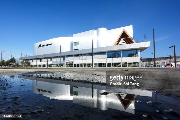 General view of Adidas Arena during day one of the Yonex French open, Paris 2024 Olympic Games test event at Adidas Arena on March 05, 2024 in Paris,...