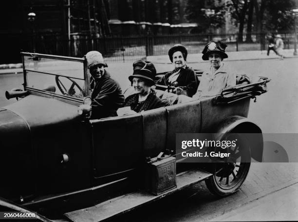 English mathematician and educationalist Philippa Fawcett , with her mother, English political activist and writer Millicent Fawcett , in the front...