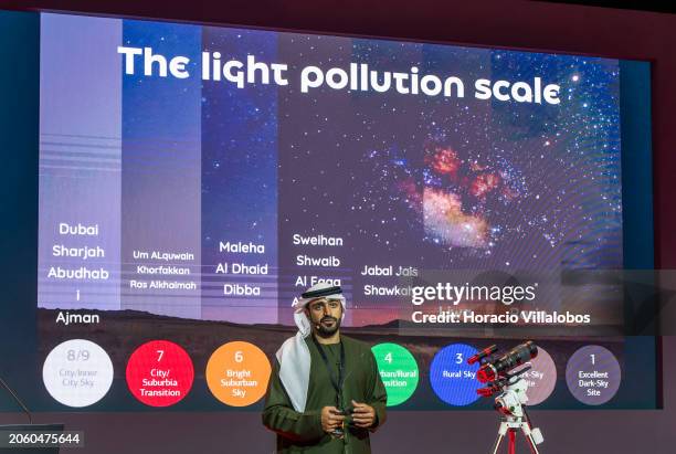 Photographer Yusuf Al Qasimi, member of the Emirates Astronomical Society , speaks about the light pollution scale during his presentation on...