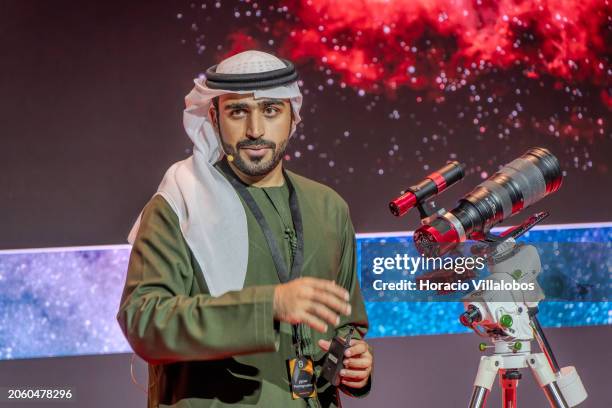 Photographer Yusuf Al Qasimi, member of the Emirates Astronomical Society , stands by a photo equipment with a Nikon 200-500mm zoom and a Star...