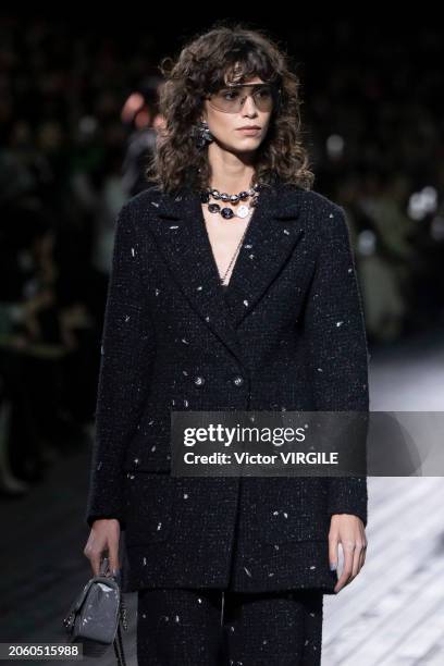 Mica Arganaraz walks the runway during the Chanel Ready to Wear Fall/Winter 2024-2025 fashion show as part of the Paris Fashion Week on March 5, 2024...