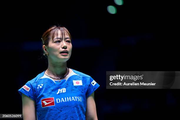 Yuki Fukushima of Japan looks on during the Women's double match round of 32 between Yuki Fukushima and Sayaka Hirota of Japan and Annie Xu and Kerry...