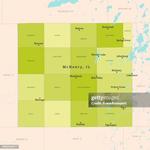 il mchenry county vector map green - harvard university stock illustrations