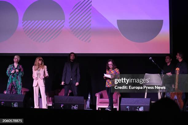 Singers Pasion Vega, Marta Sanchez, who presents the event, and Kiki Morente, during the presentation of the Universal Music Festival 2024 program,...