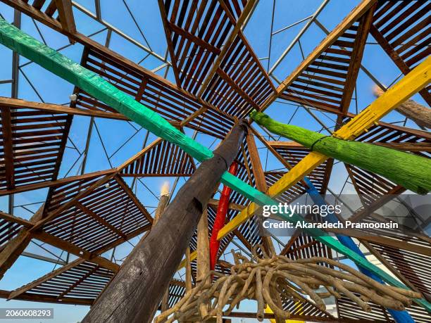 architectural detail of skylight with shadows and angled light inside - chiang rai province stock pictures, royalty-free photos & images