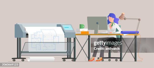 architect - woman scarf trousers stock illustrations