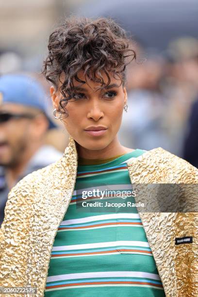 Cindy Bruna attends the Miu Miu Womenswear Fall/Winter 2024-2025 show as part of Paris Fashion Week on March 05, 2024 in Paris, France.