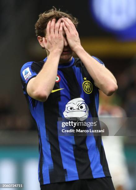 Nicolo’ Barella of FC Internazionale reacts during the Serie A TIM match between FC Internazionale and Genoa CFC - Serie A TIM at Stadio Giuseppe...