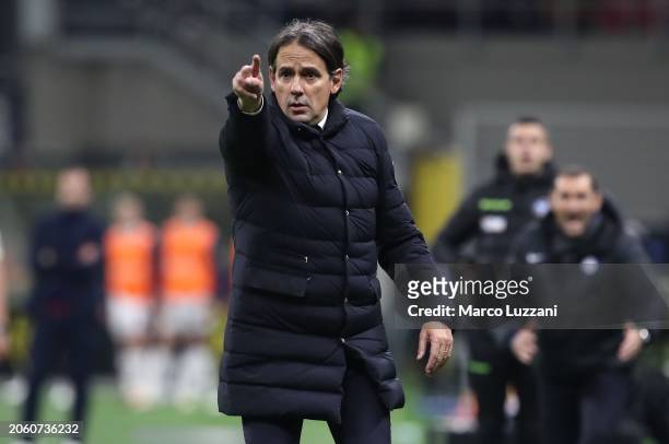 Internazionale coach Simone Inzaghi gestures during the Serie A TIM match between FC Internazionale and Genoa CFC - Serie A TIM at Stadio Giuseppe...