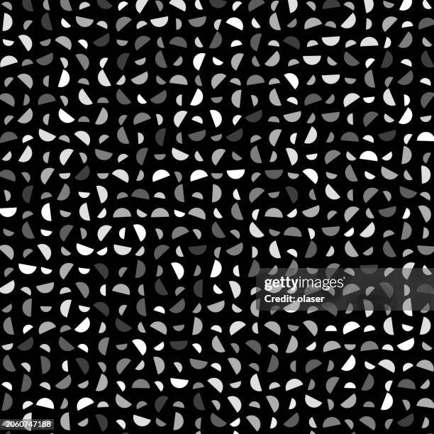 semi-circles pattern in matrix, every second is smaller - lemon black background stock illustrations