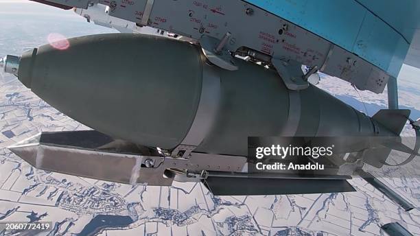 Russian Su-34 bombers used FAB-500 bombs with high-precision guidance hit Ukrainian fortifications and troops in the direction of Avdeevka area on...