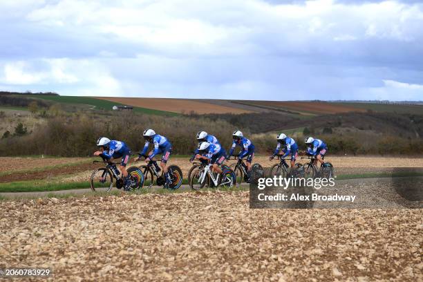 General view of Remco Evenepoel of Belgium, Mattia Cattaneo of Italy, Yves Lampaert of Belgium, Gianni Moscon of Italy, Casper Pedersen of Denmark,...