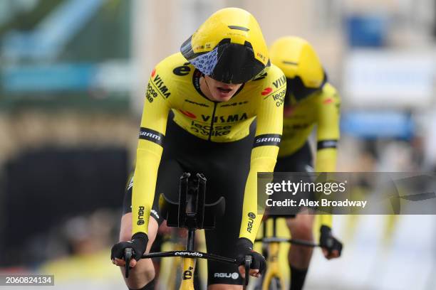 Matteo Jorgenson of The United States and Team Visma | Lease a Bike during the 82nd Paris - Nice 2024, Stage 3 a 26.9km team time trial from Auxerre...