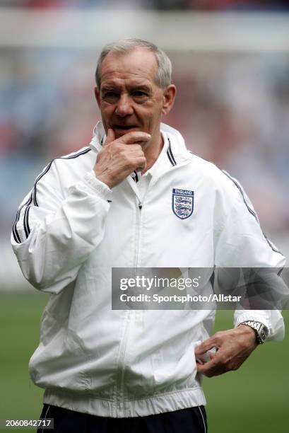 June 5: Tord Grip, England Assistant Manager on the pitch before the The FA Summer Tournament match between England and Iceland at City Of Manchester...